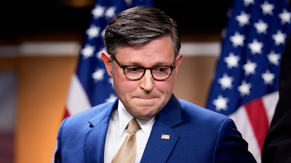 Speaker of the House Mike Johnson appears at a news conference on Oct. 20, 2025, on Capitol Hill.