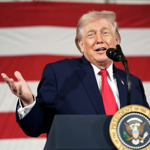 President Donald Trump during a visit to the Fort Bragg U.S. Army base in Fort Bragg, NC.