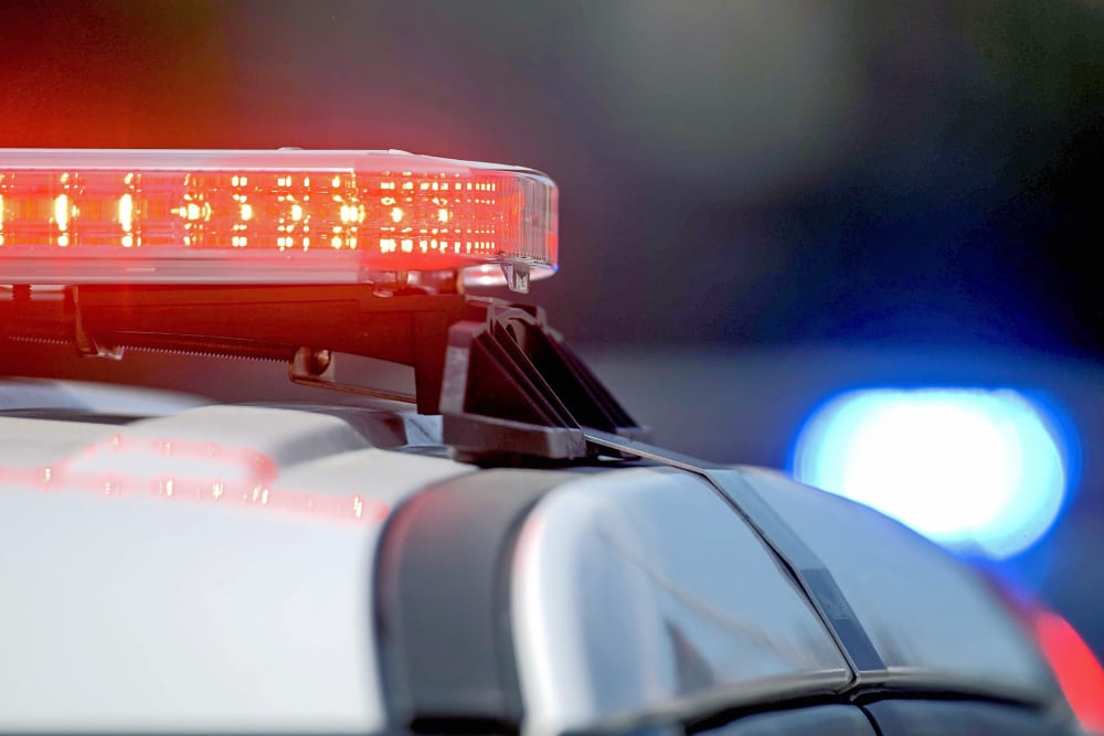 Closeup shot of police car is seen.