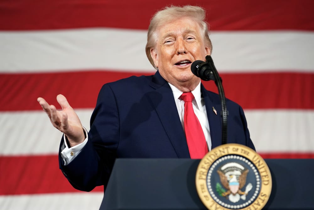 President Donald Trump during a visit to the Fort Bragg U.S. Army base in Fort Bragg, NC.