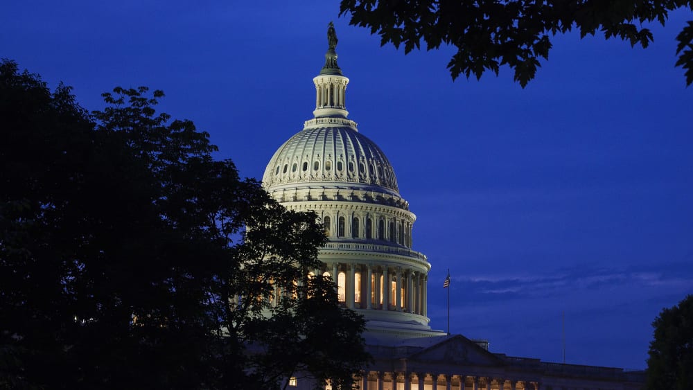 The U.S, Capitol Building at dusk on June 9, 2025 in Washington, D.C.