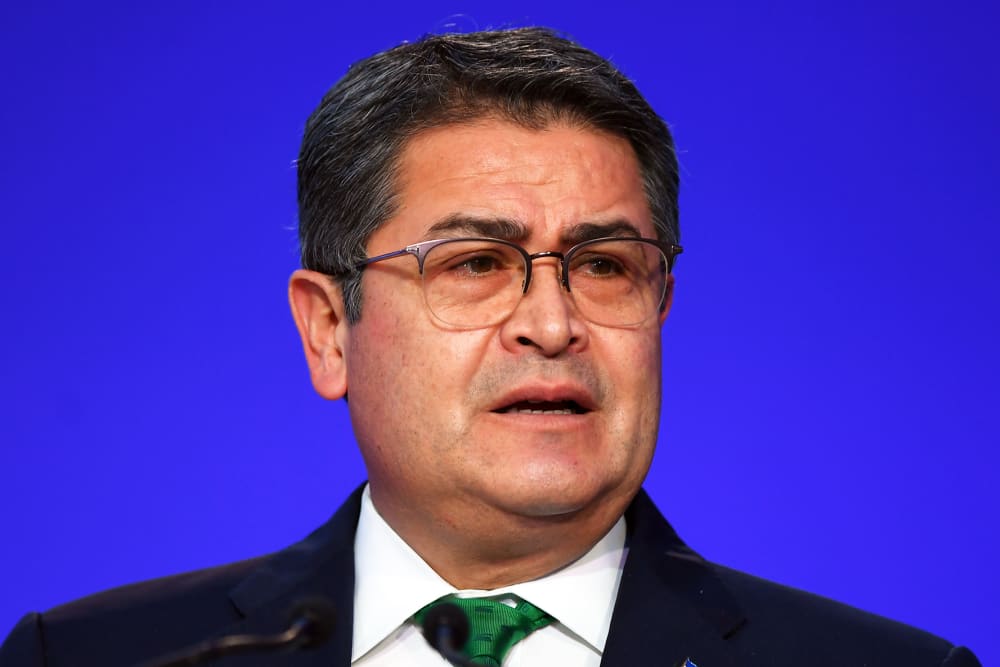 Honduran President Juan Orlando Hern&aacute;ndez on Nov. 1, 2021, in Glasgow, United Kingdom.