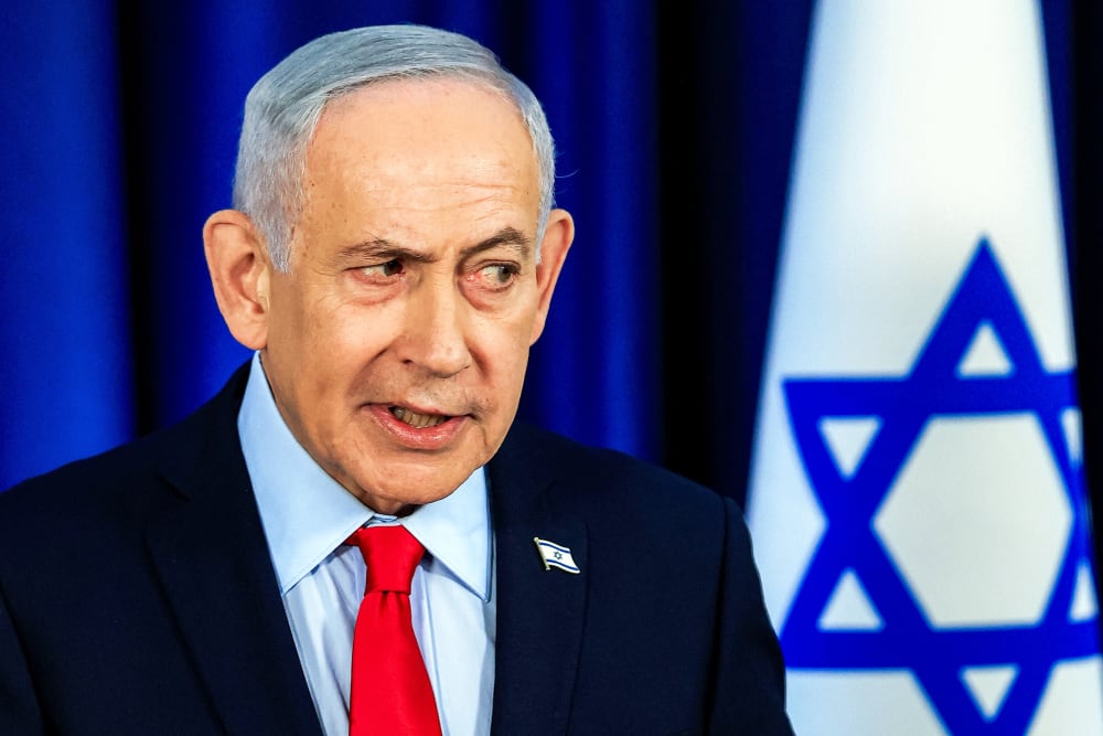 Israeli Prime Minister Benjamin Netanyahu speaks during a press conference.
