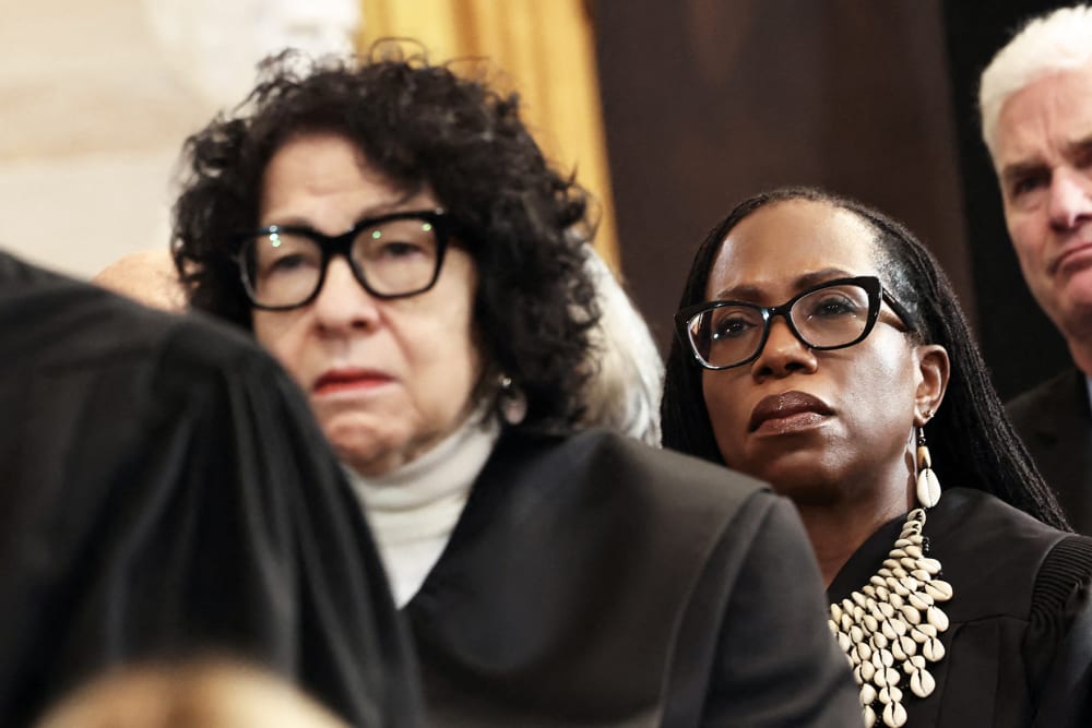 Supreme Court Justices Sonia Sotomayor and Ketanji Brown Jackson during inauguration ceremonies on Jan. 20, 2025, in the Rotunda of the U.S. Capitol.