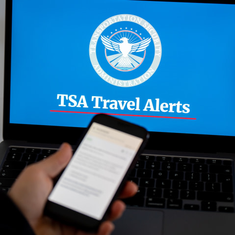 TSA Travel Alerts display on a computer screen