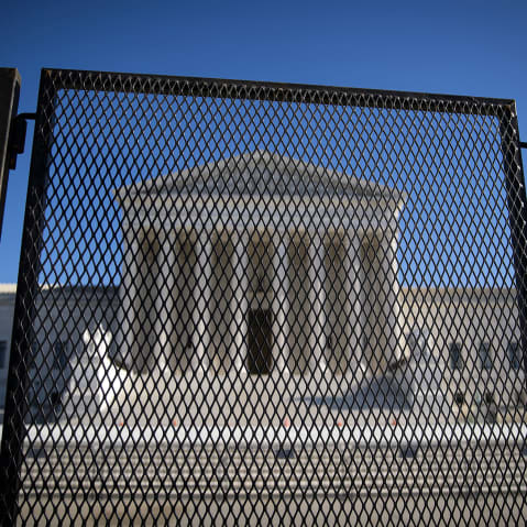 Protective fencing is erected around the U.S. Supreme Court on Jan. 10, 2021.