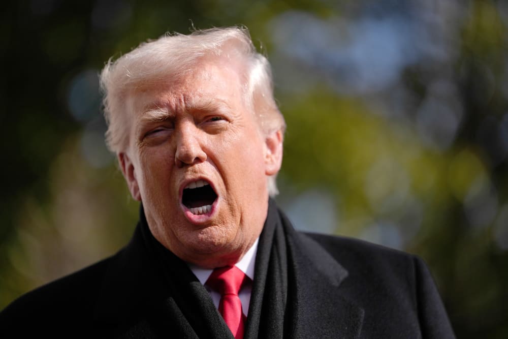 Donald Trump is shouting.