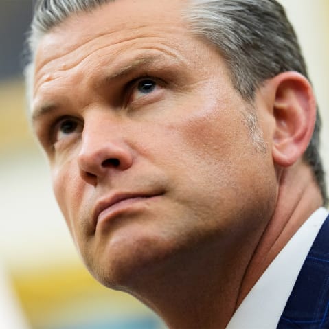 Pete Hegseth during a meeting in the Oval Office of the White House.
