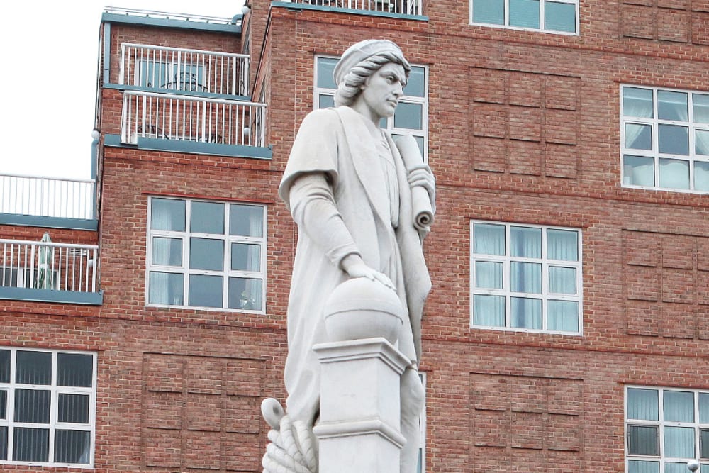 Christopher Columbus statue on April 9, 2015 in Little Italy in Baltimore.