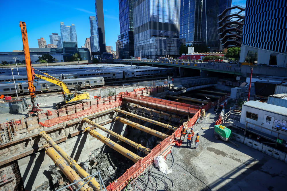 Workers at a construction site for the Gateway Program Hudson Tunnel Project in New York City.