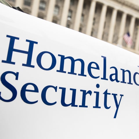 The Department of Homeland Security logo on a law enforcement vehicle on March 7, 2017 in Washington D.C.