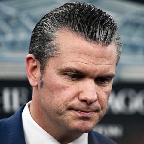 Defense Secretary Pete Hegseth speaks during a press conference on US military action in Iran, at the Pentagon.