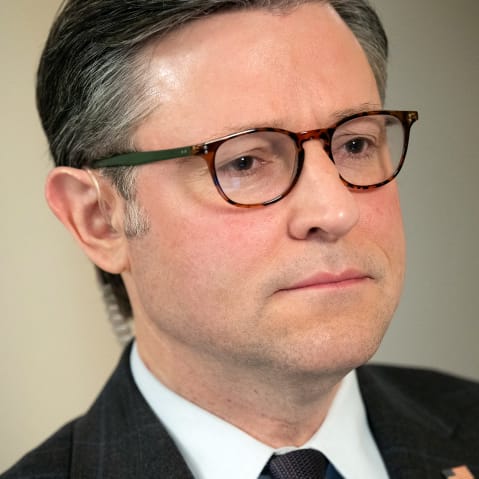 US Speaker of the House Mike Johnson during a television interview on Jan. 14, 2026, at the U.S. Capitol.