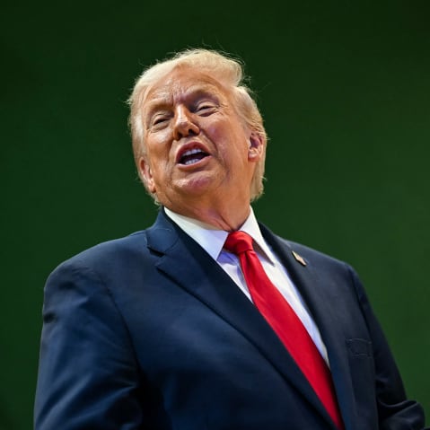 Donald Trump, from below.