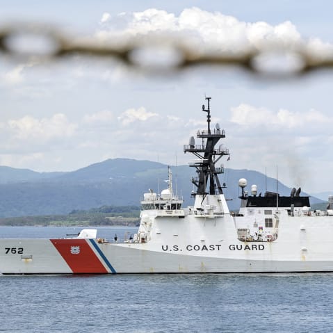 United States Coast Guard ship on June 20, 2025 in the waters around the southern city of Kagoshima, Kagoshima.