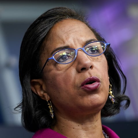 Susan Rice speaks during the daily press briefing at the White House.