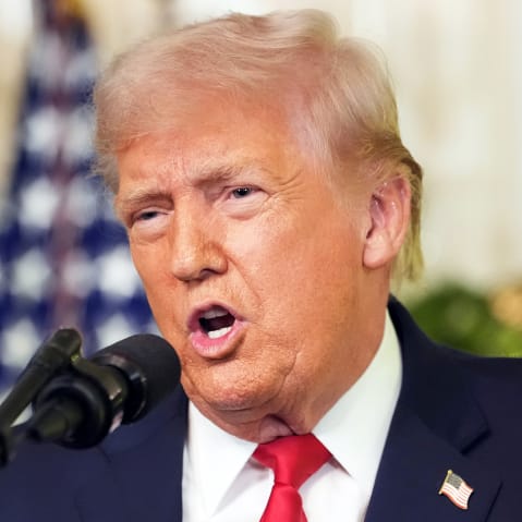 President Donald Trump addresses the nation from the Diplomatic Room of the White House on Dec. 17.
