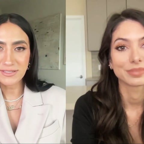 This is a video screenshot, showing Mamdana Dayani interviewing Noor Pahlavi - side by side.