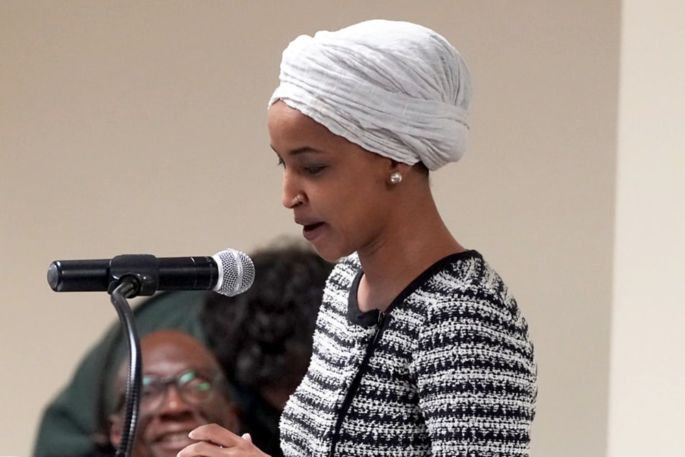 Rep. Ilhan Omar during a town hall on Jan. 27, 2026 in Minneapolis.