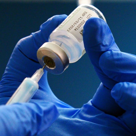 A dose of the new Moderna spikevax Covid-19 booster vaccination.