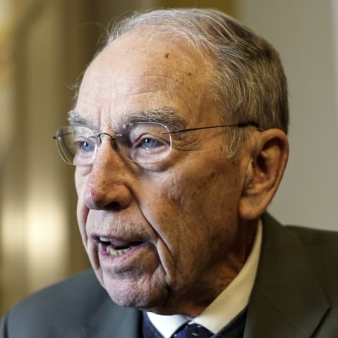 Sen. Chuck Grassley outside the Senate Chambers in the U.S. Capitol Building.