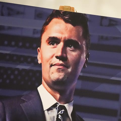 A photo of Charlie Kirk is displayed during the vigil following the killing of the conservative activist at Utah Valley University on Sept. 10, 2025 in Salt Lake City, UT.