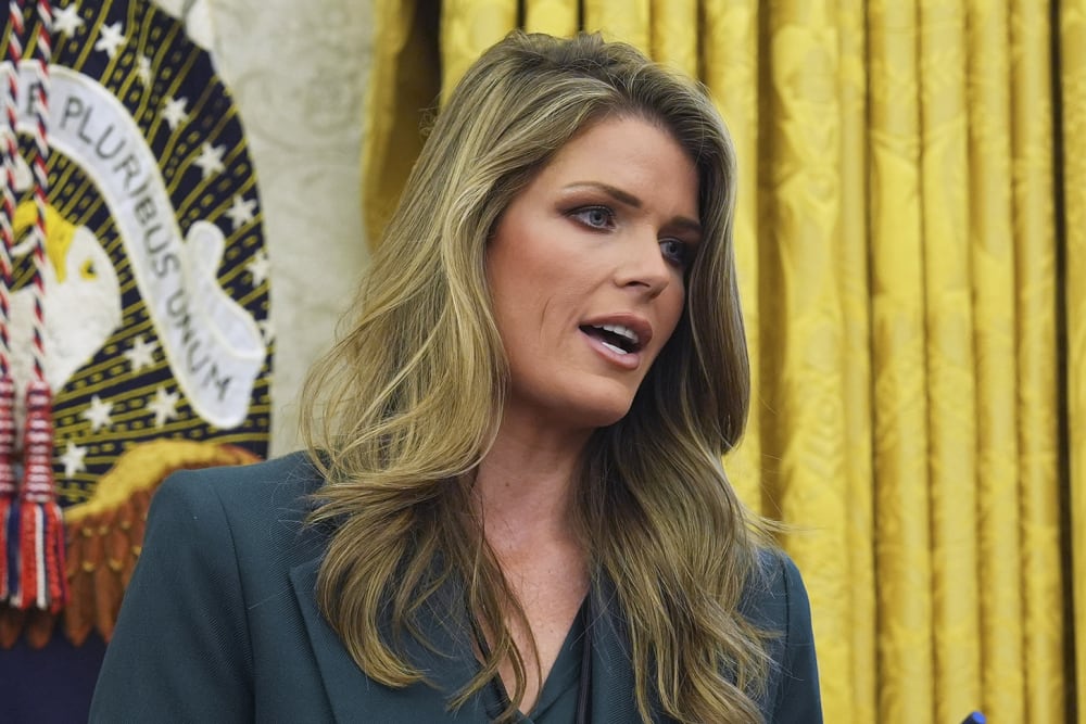 Lindsey Halligan on Jan. 31, 2025 in the Oval Office of the White House.