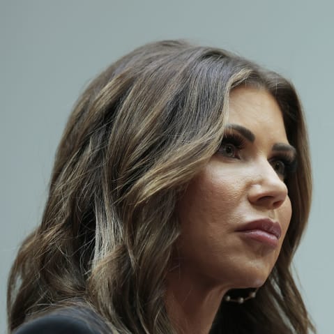 Homeland Security Secretary Kristi Noem speaks during a hearing on May 20, 2025 on Capitol Hill.