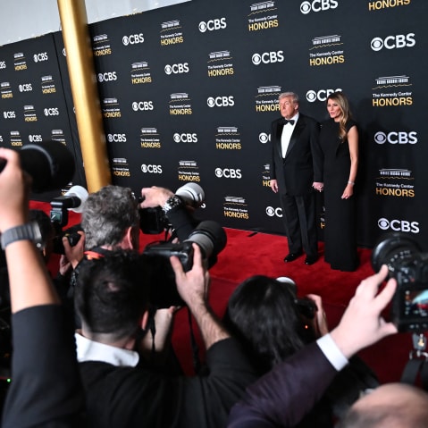 President Donald Trump and first lady Melania Trump arrive for the 48th Kennedy Center Honors gala at the Kennedy Center in Washington, D.C.