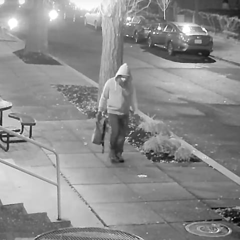 A screenshot of surveillance footage, released by the FBI, of the suspect in the pipe bomb case in the Capitol Hill neighborhood of Washington, D.C.