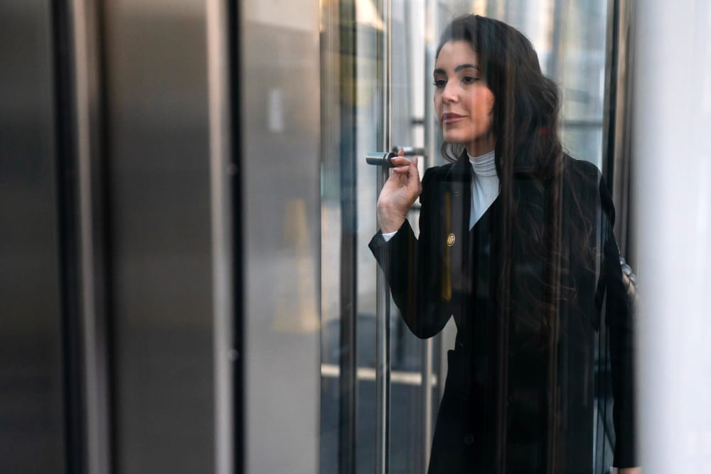 Anna Paulina Luna walks through a door.