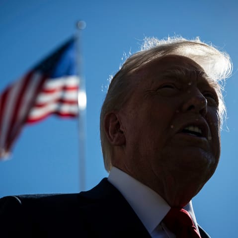 President Donald Trump speaks to members of the media on Oct. 5, 2025 on the South Lawn of the White House.