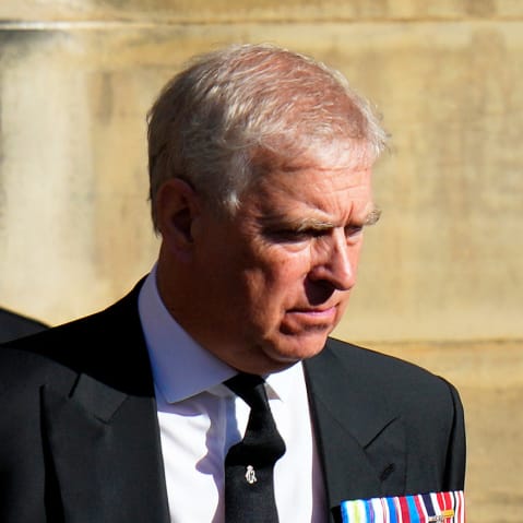 Prince Andrew leaves St. Giles Cathedral on Sept. 12, 2022 in Edinburgh, Scotland.