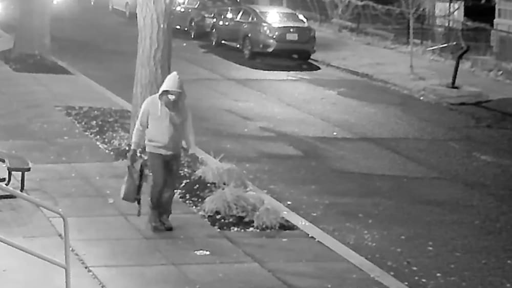 A screenshot of surveillance footage, released by the FBI, of the suspect in the pipe bomb case in the Capitol Hill neighborhood of Washington, D.C.