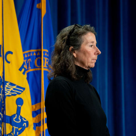 Stefanie Spear, seen in profile, looks ahead.