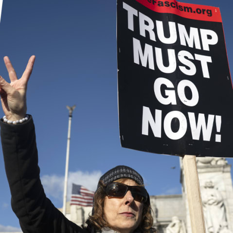 Ali Velshi; Anti-Trump demonstrators gather on Nov. 11, 2025. in Washington, D.C.