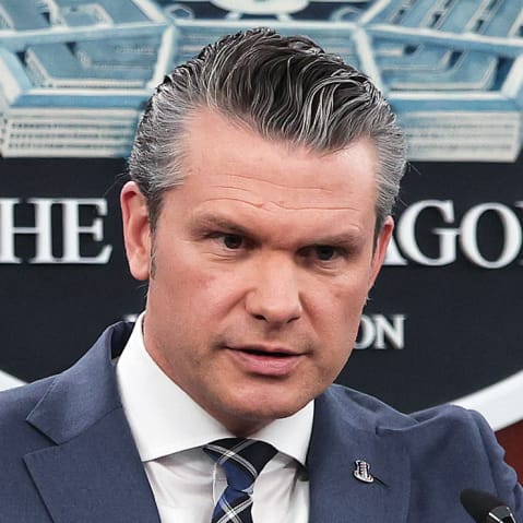 Secretary of Defense Pete Hegseth provides updates on military operations in Iran during a press briefing.