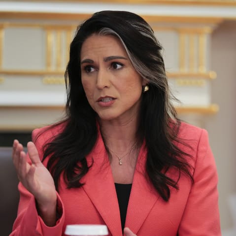 Director of National Intelligence Tulsi Gabbard during a Cabinet meeting on Aug. 26, 2025, in the Cabinet Room of the White House.