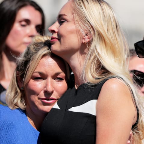 Rachel Maddow; Epstein survivors Anouska De Georgiou and Danielle Bensky.