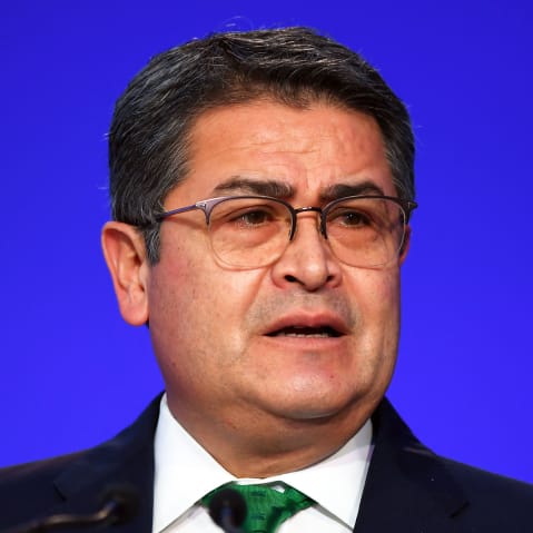 Honduran President Juan Orlando Hern&aacute;ndez on Nov. 1, 2021, in Glasgow, United Kingdom.