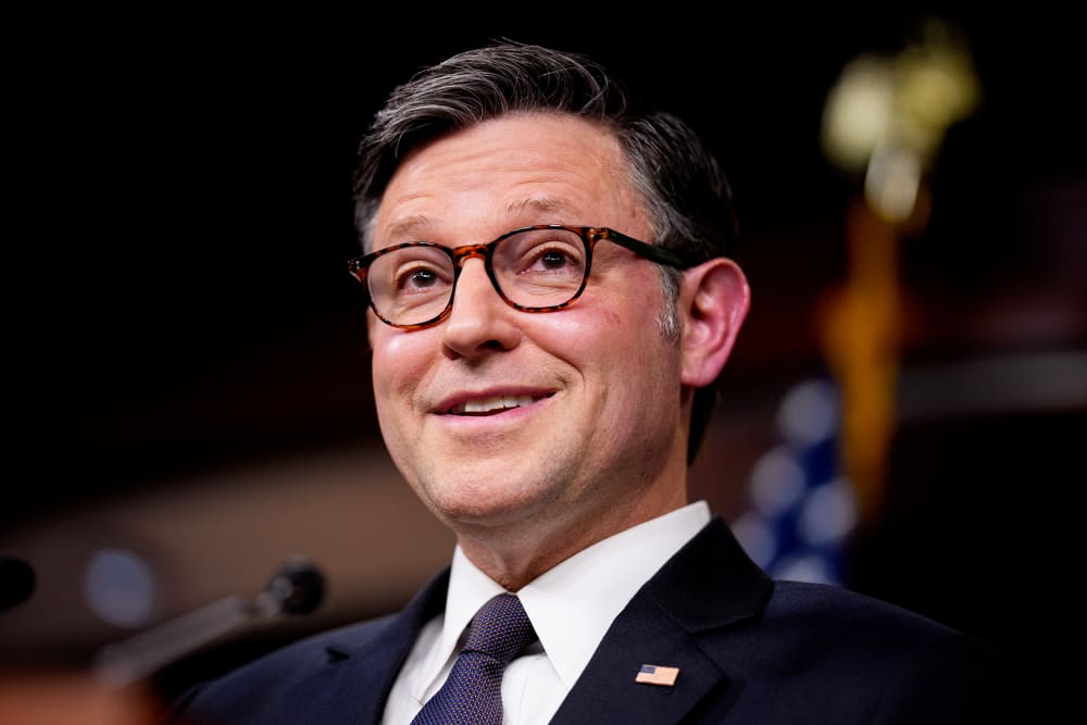 U.S. Speaker of the House Rep. Mike Johnson speaks during a news conference at the U.S. Capitol.