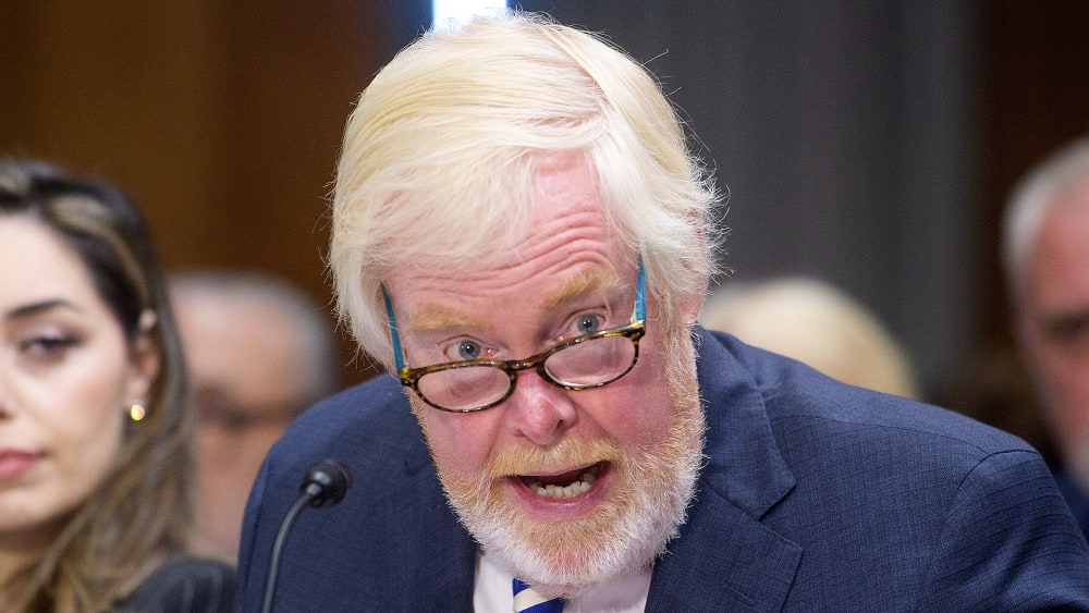 Leo Brent Bozell III appears before a Senate Committee on Foreign Relations hearing on Capitol Hill.