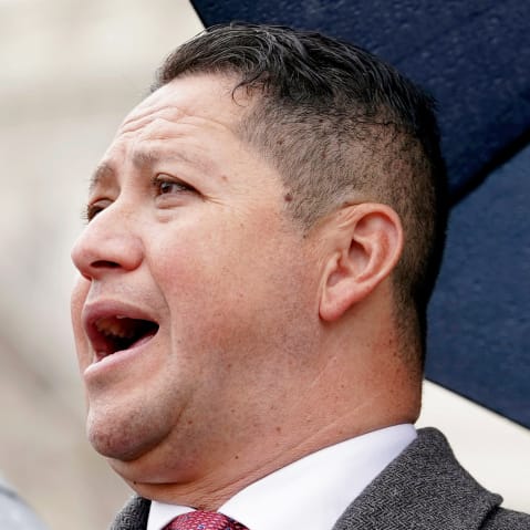 Rep. Tony Gonzales speaks during a news conference.