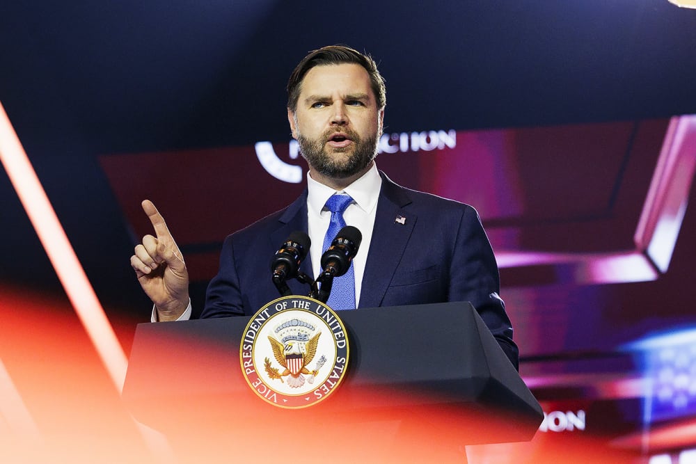 Vice President JD Vance speaks on the final day of Turning Point USA's annual AmericaFest conference on Dec 21 in Phoenix, AZ.