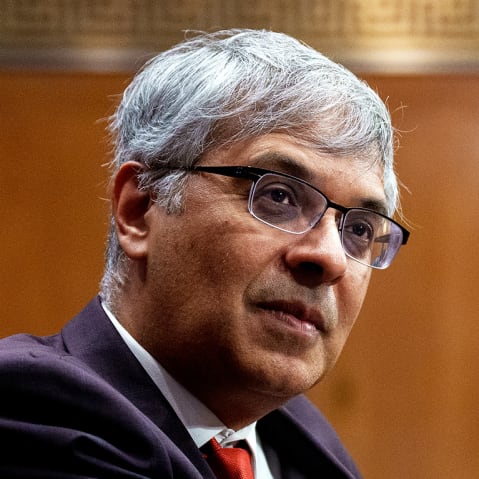 Jayanta Bhattacharya at his confirmation hearing before the Senate Committee on Capitol Hill.
