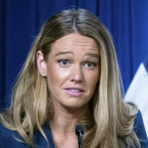 DHS Assistant Secretary for Public Affairs Tricia McLaughlin during a news conference in Washington, D.C.