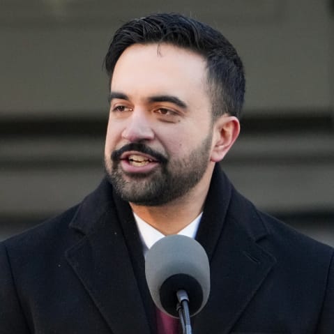 Zohran Mamdani at podium during inauguration