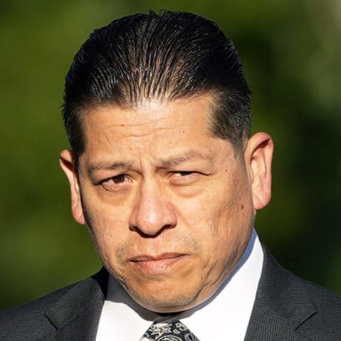 Former Uvalde Consolidated Independent School District police officer Adrian Gonzales on July 25, 2024 in Uvalde, TX.