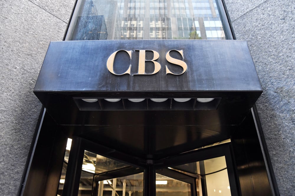The CBS logo at the CBS Building.