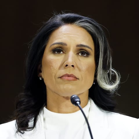 Tulsi Gabbard testifies during her confirmation hearing before the Senate Intelligence Committee in the Dirksen Senate Office Building.